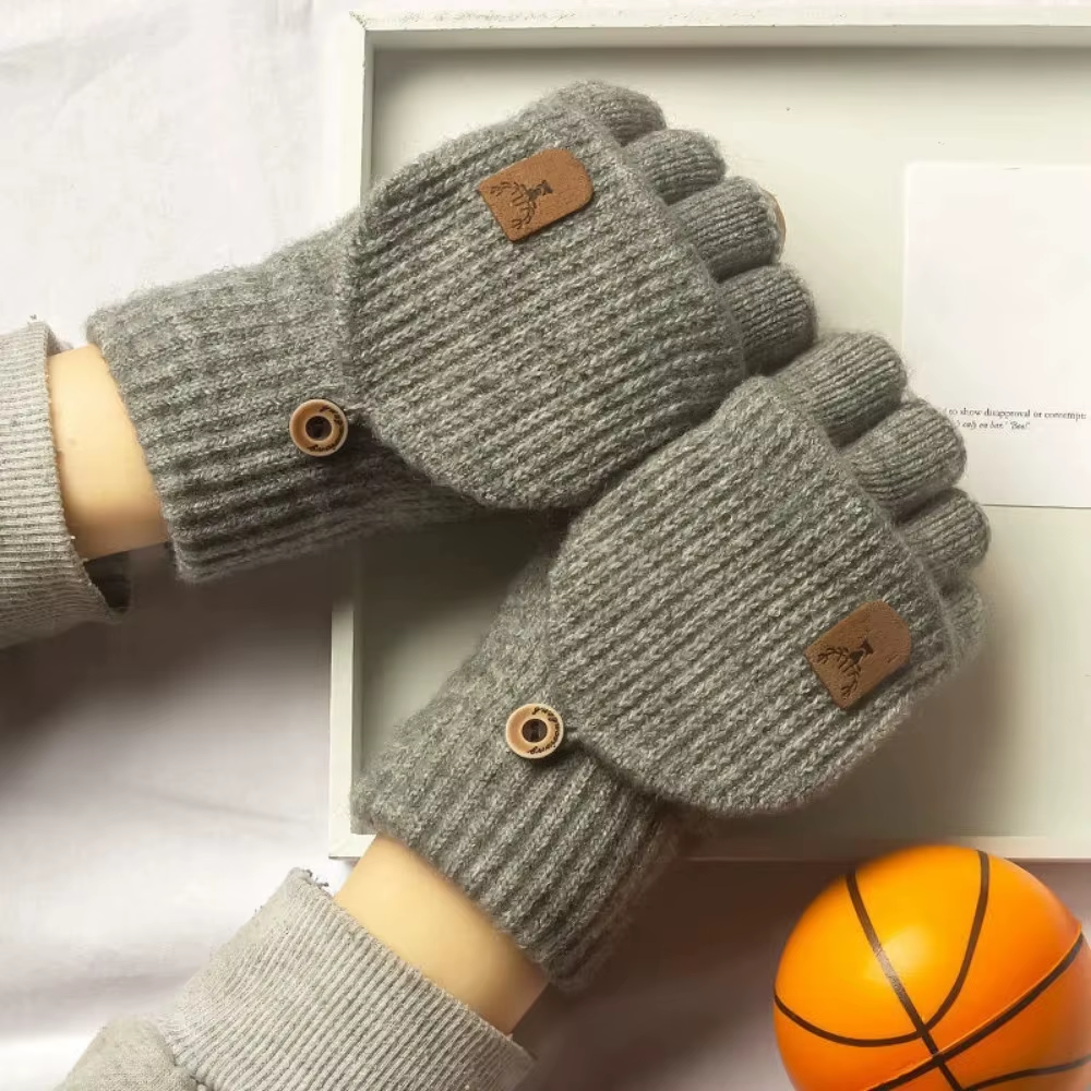 Winter Knitted Fingerless Gloves Warm Thick Touchscreen Half Finger Men Women