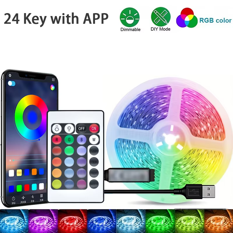 RGB LED Strip Lights 44 Keys APP Music Sync Remote USB 5V Flexible Tape Light