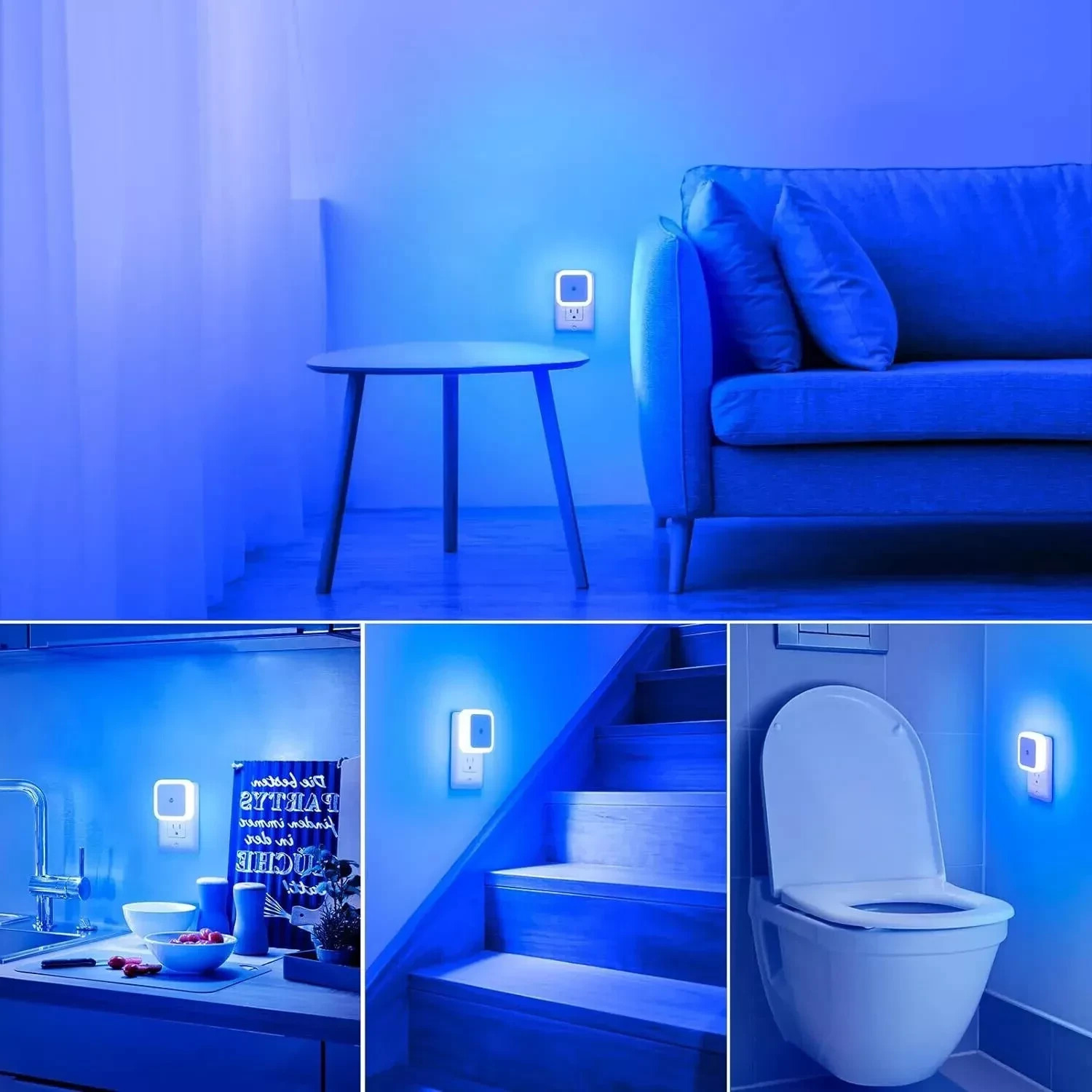 6 Pack LED Night Light Plug-In Dusk to Dawn Sensor Lamp for Bedroom, Kitchen