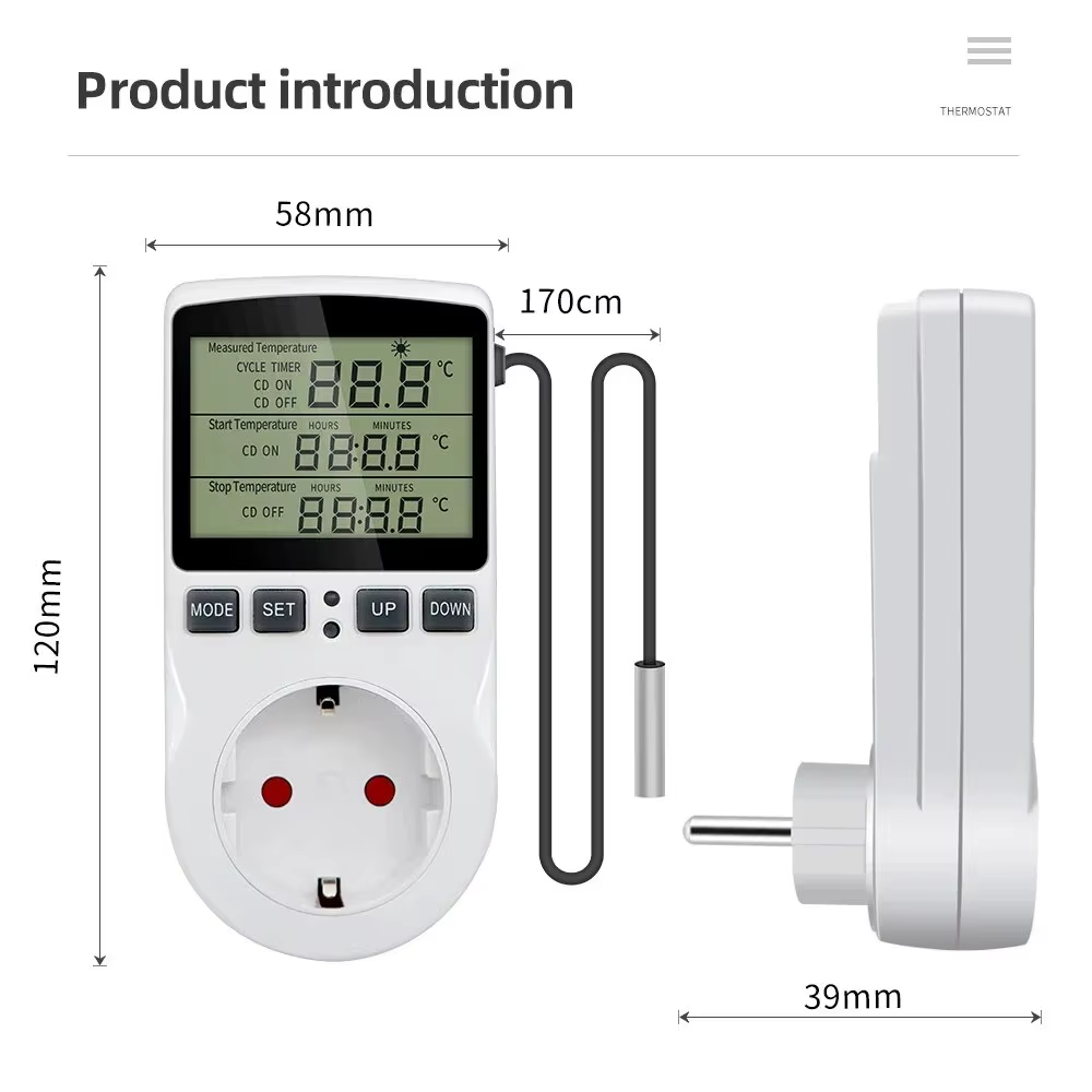 Digital Temperature Controller Timer Socket Heating Cooling Plug 110–230V