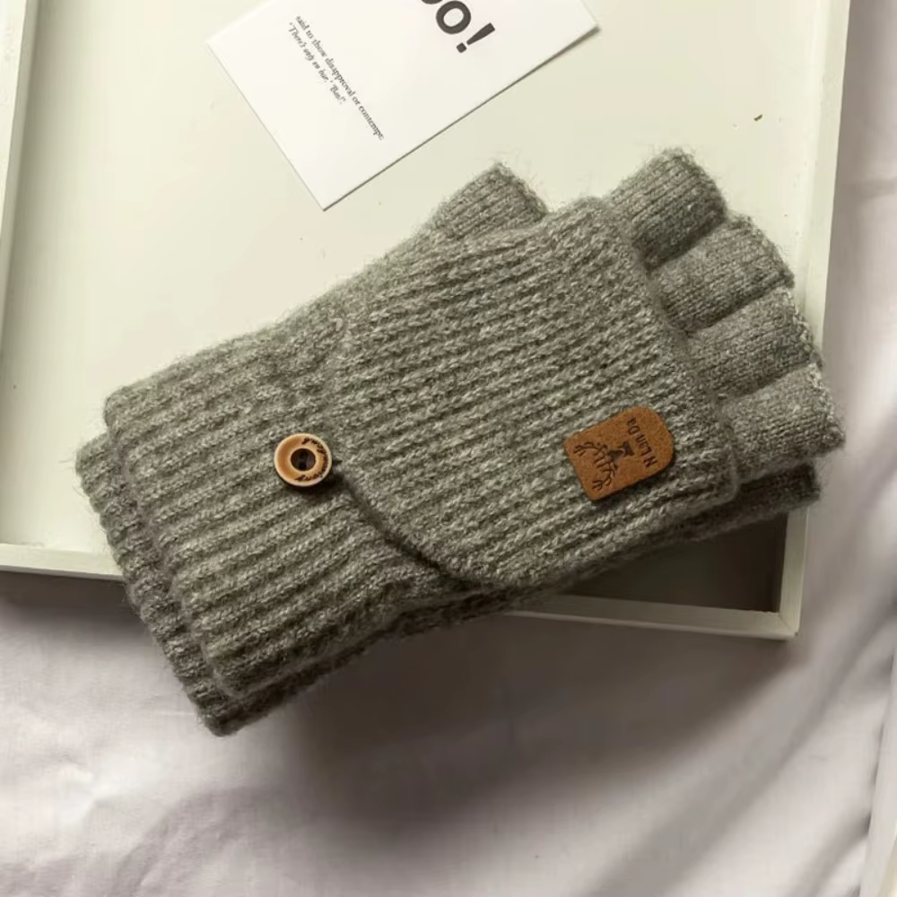 Winter Knitted Fingerless Gloves Warm Thick Touchscreen Half Finger Men Women