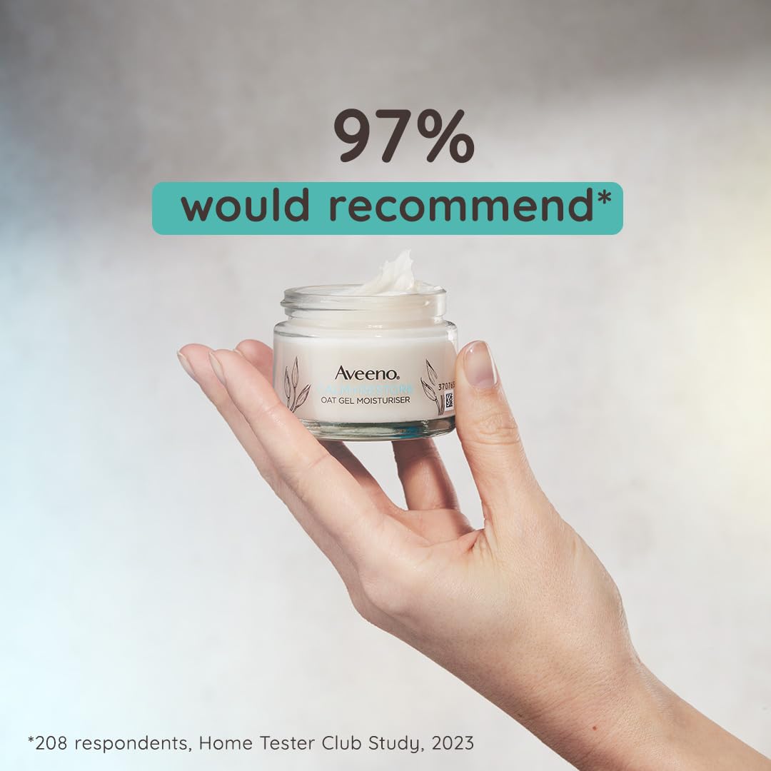 Aveeno Face Calm+Restore Oat Gel Moisturiser (1x 50ml), Face Moisturiser to Instantly Soothe and Replenish the Skin's Moisture Barrier, Intensely Nourishing Day Cream, Suitable for Sensitive Skin