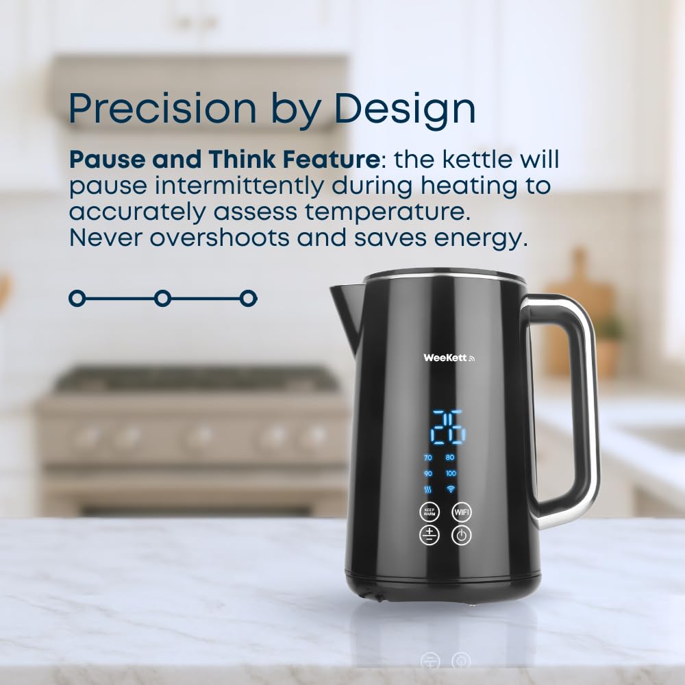 Alexa Smart Kettle, 1.7L - Smart Home Voice Control - Temperature Control with Cool Touch, LED Display & Keep Warm Function - 3000w Energy Efficient & BPA Free - Black