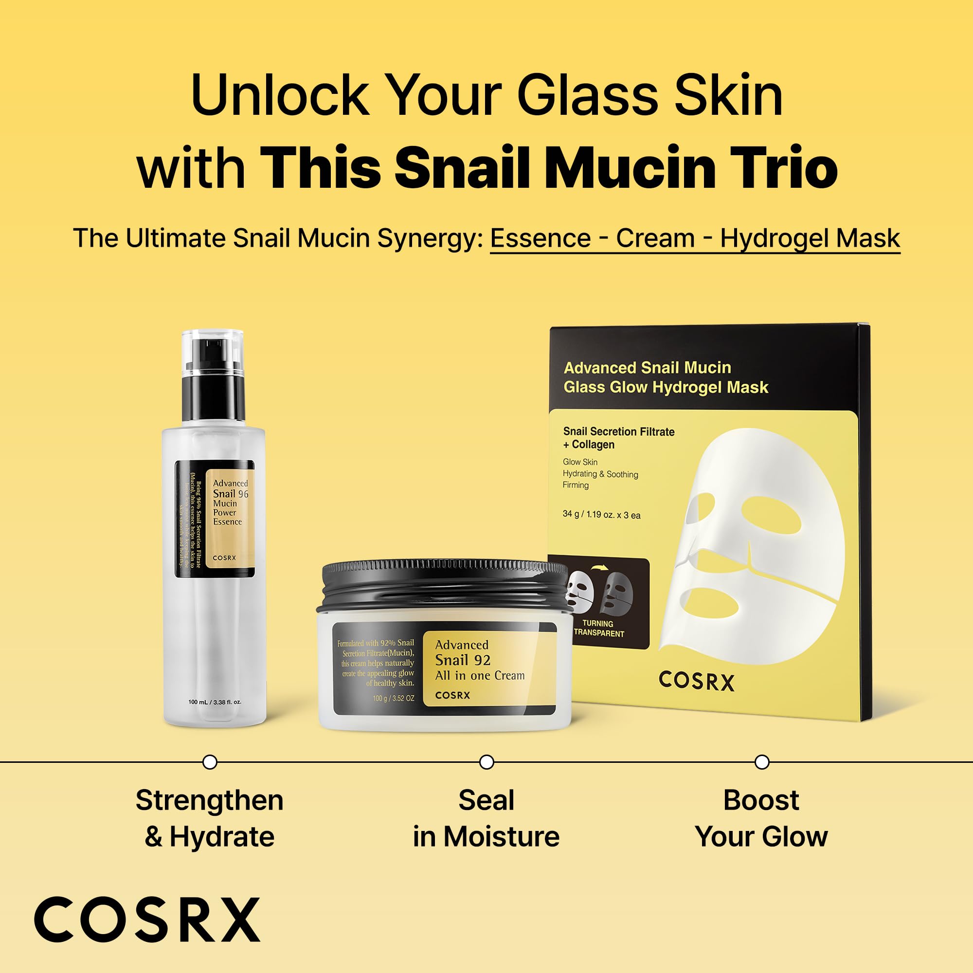 COSRX Advanced Snail 92 All in One Cream Korean Snail Mucin Face Cream & Gel Moisturiser for Dry Sensitive and Anti Aging Skin, Daily Soothing and Moisturising Cream, Korean Skincare 100g