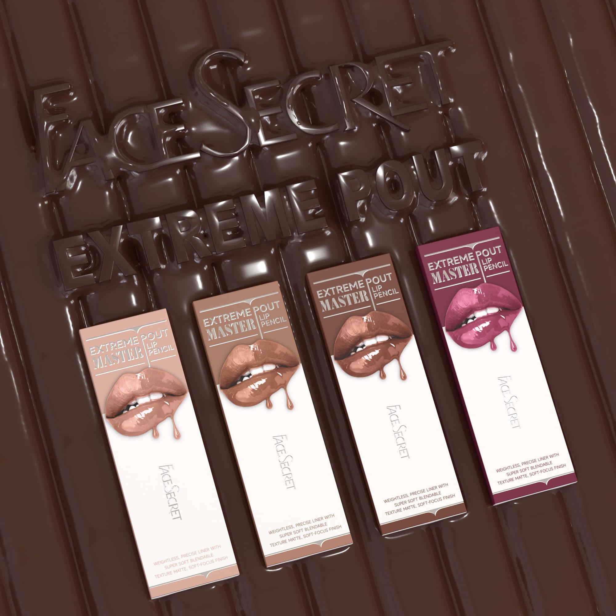 5PCS Extreme Master Lip Pencil Set, Matte Nude Lip Contour Lip Liner with Built-In Blending Brush, Smooth Long-Wear for Defined Lips (#01 ROSE COCOA)