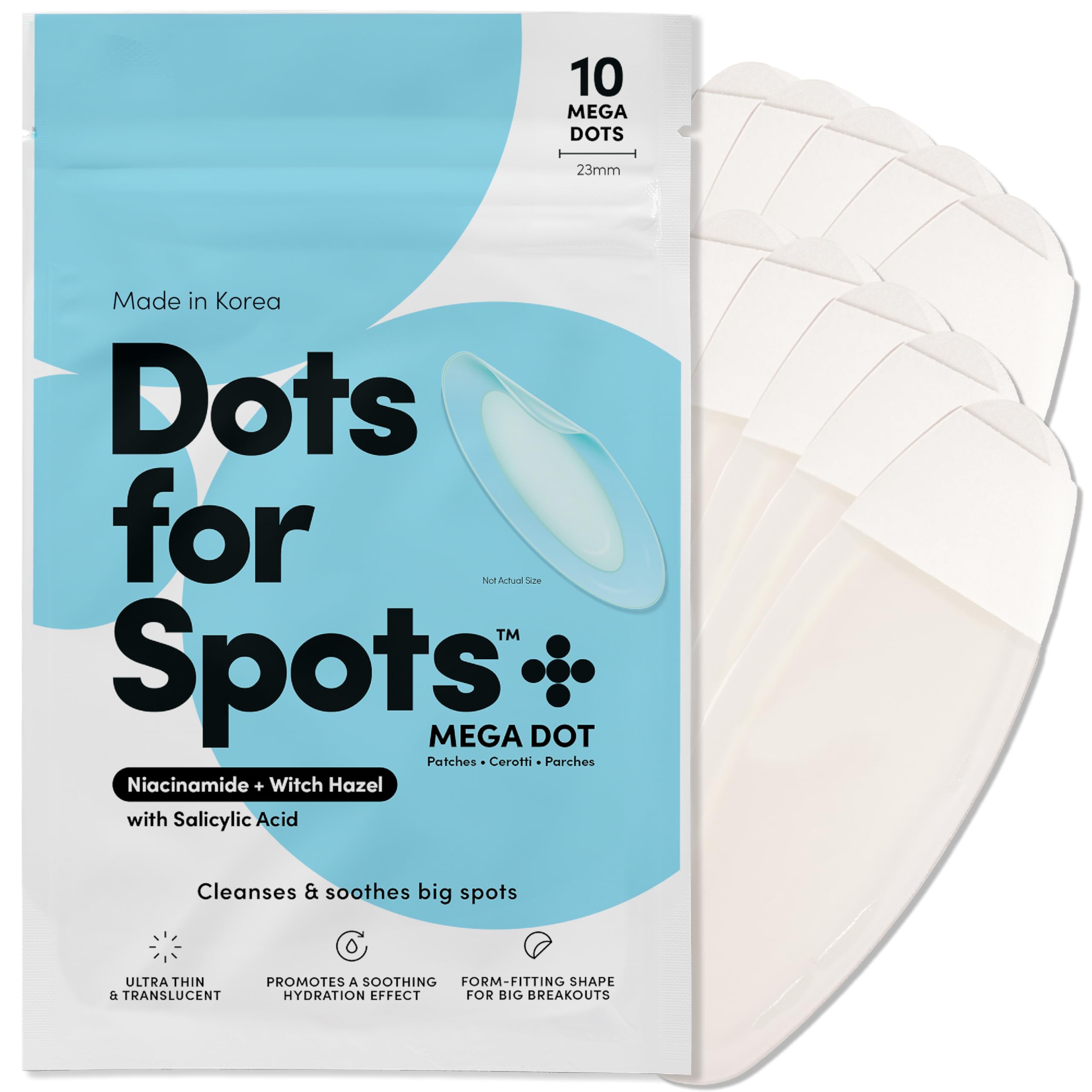 Dots for Spots Pimple Patches - Stocking Fillers - Pack of 24 Translucent Hydrocolloid Spot Treatment Stickers for Face - Fast-Acting, Vegan & Cruelty Free - Korean Skin Care
